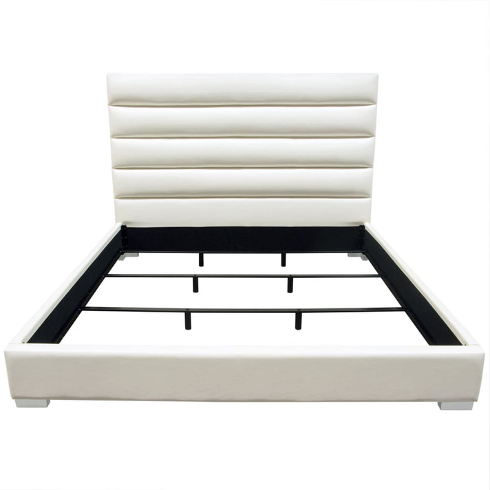 Bardot Channel Tufted Eastern King Bed in White Leatherette