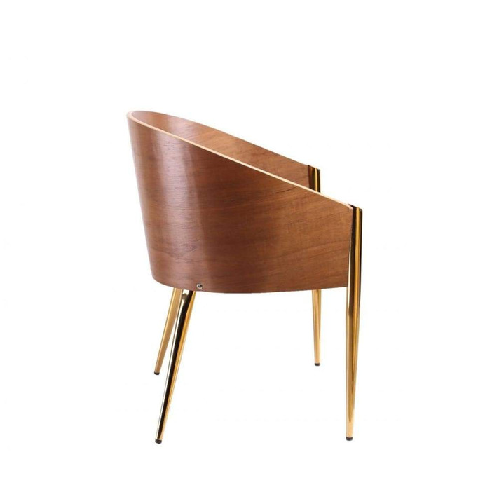 Barrel Walnut and Black Accent Chair