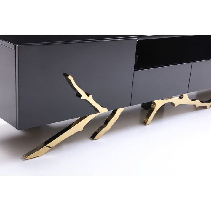 Branching Modern Black And Gold TV Stand