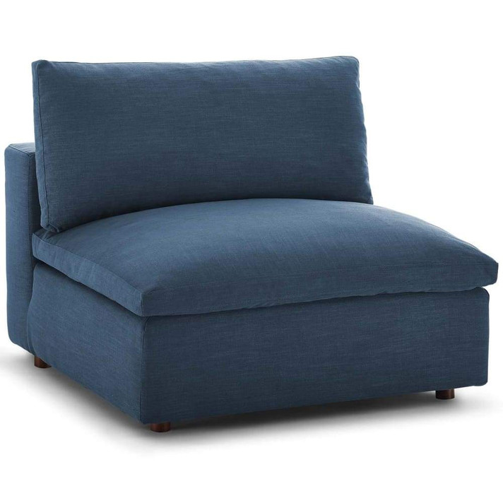 Crux Down Filled Overstuffed 3 Piece Sectional Sofa, Azure