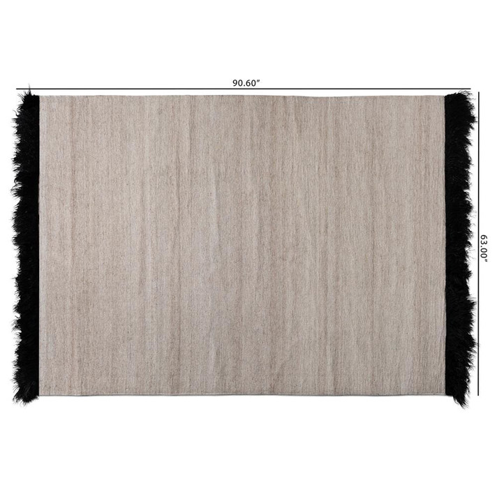 Dalton Hand Woven Wool Rug, Beige And Black