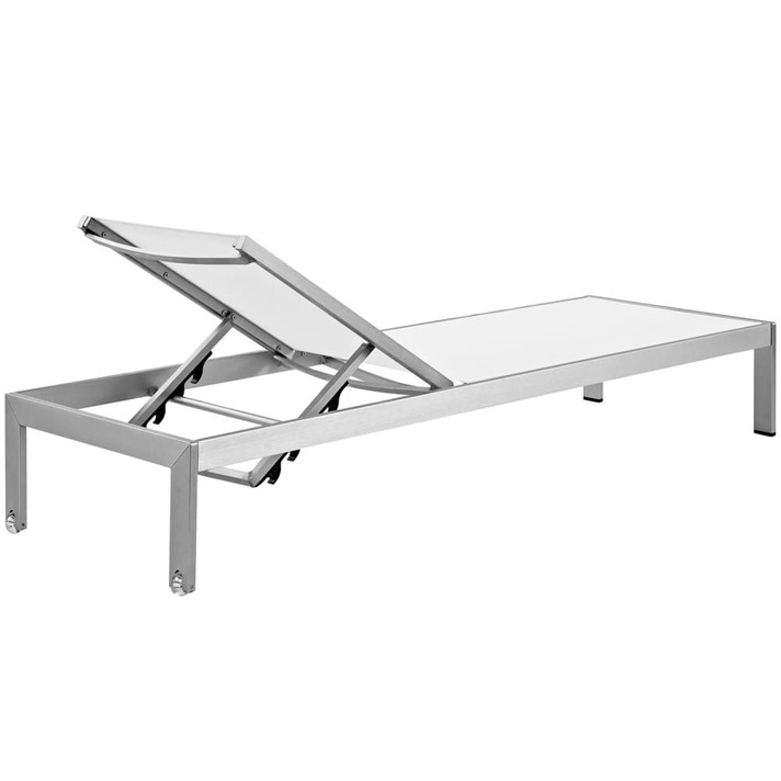 Shore Outdoor Patio Aluminum Mesh Chaise, White