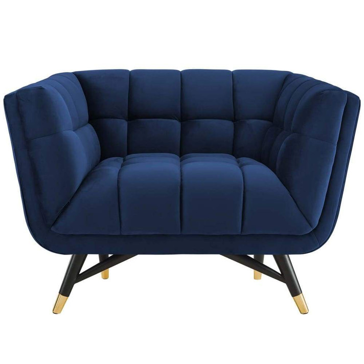 Adept Upholstered Velvet Armchair, Midnight Blue