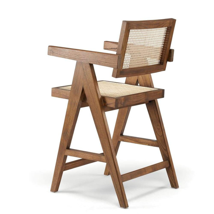 Jeanneret Design Counter Stool, Medium Teak