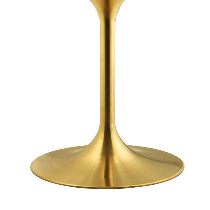 Pedestal Design 47” Round Artificial Marble Dining Table, Gold