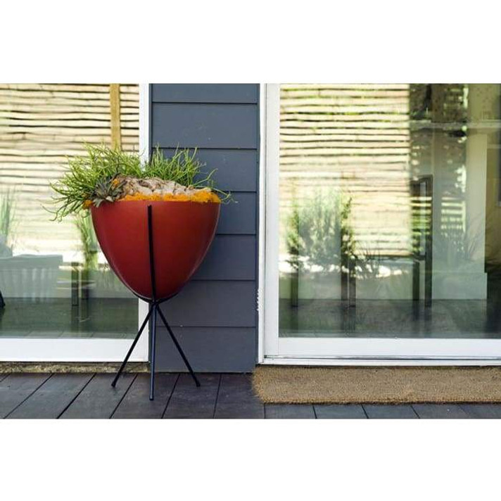 Mid Century Bullet Planter, Red