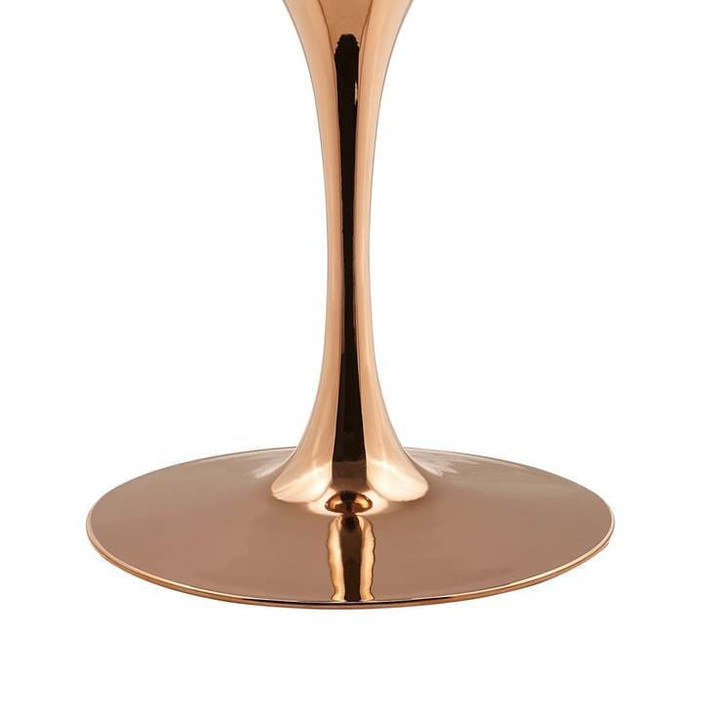 Pedestal Design 47” Round Artificial Marble Dining Table, Rose Gold