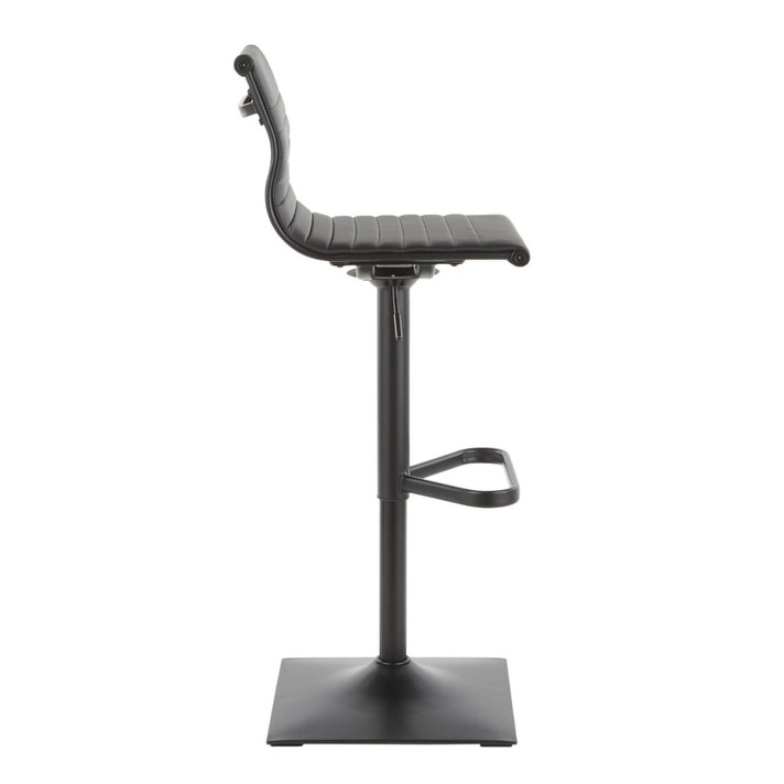 Hanson Bar Stool Black Metal, Black Vegan Leather