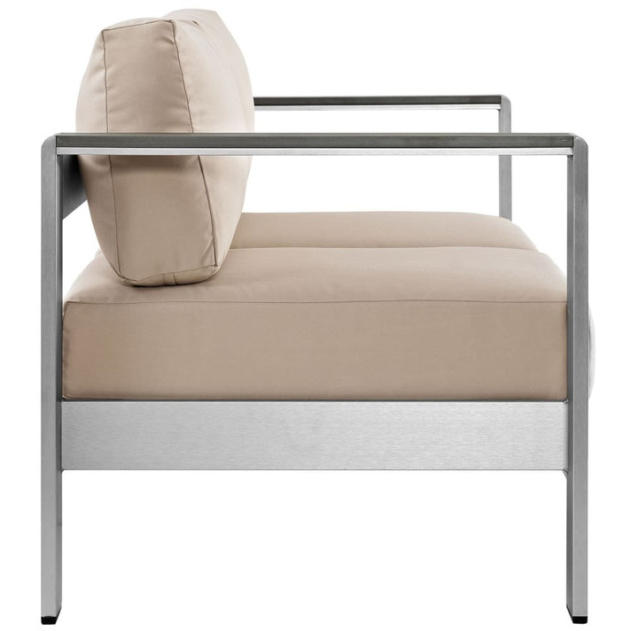 Shore Outdoor Patio Aluminum Loveseat, Beige