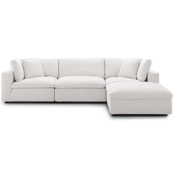 Crux Down Filled Overstuffed 4 Piece Sectional Sofa, Beige