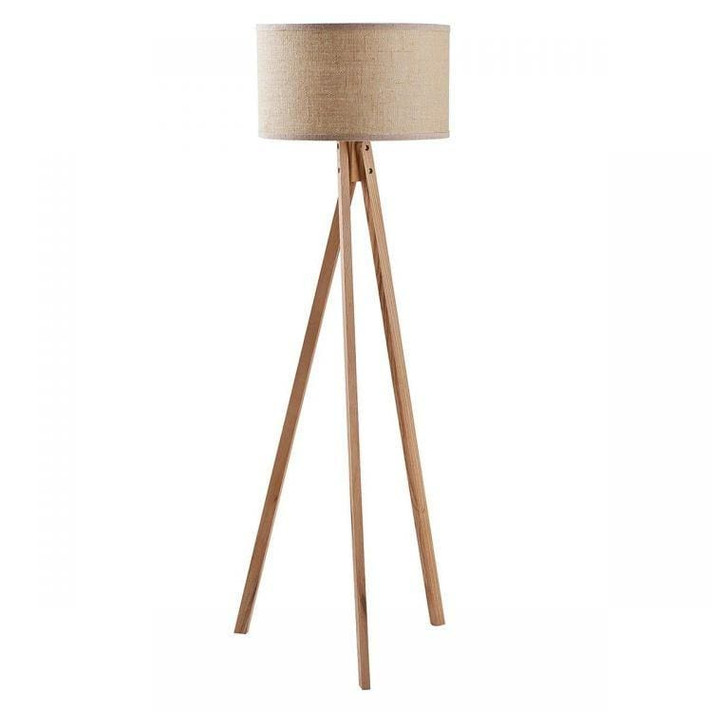 Habitat Wooden Tripod Floor Lamp, Linen Fabric Shade