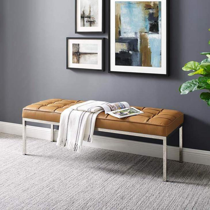 Loft Leather Bench, Tan Loft Leather Bench, Tan