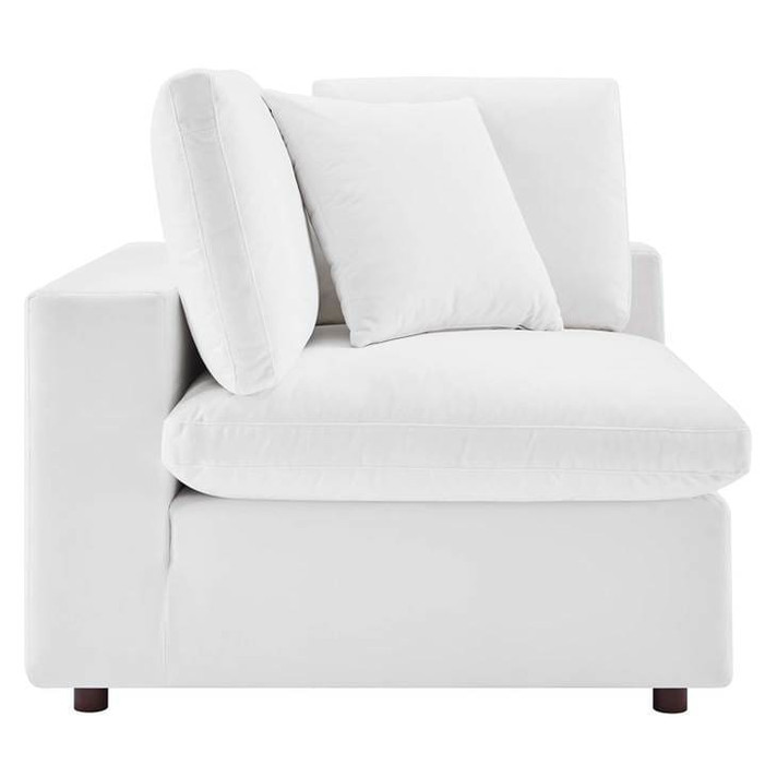 Crux Down Filled Overstuffed 4 Piece Sectional Sofa, White Velvet