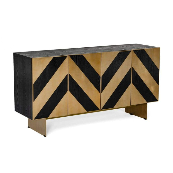 Perret Black Ash & Brass Gold Modern Buffet