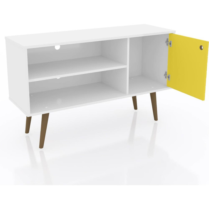 Libby Mid Century TV Stand, Line White Yellow, 42"