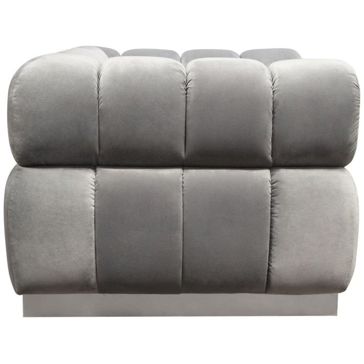 Hermitage Chair, Channel Tufted Platinum Grey Velvet And Silver