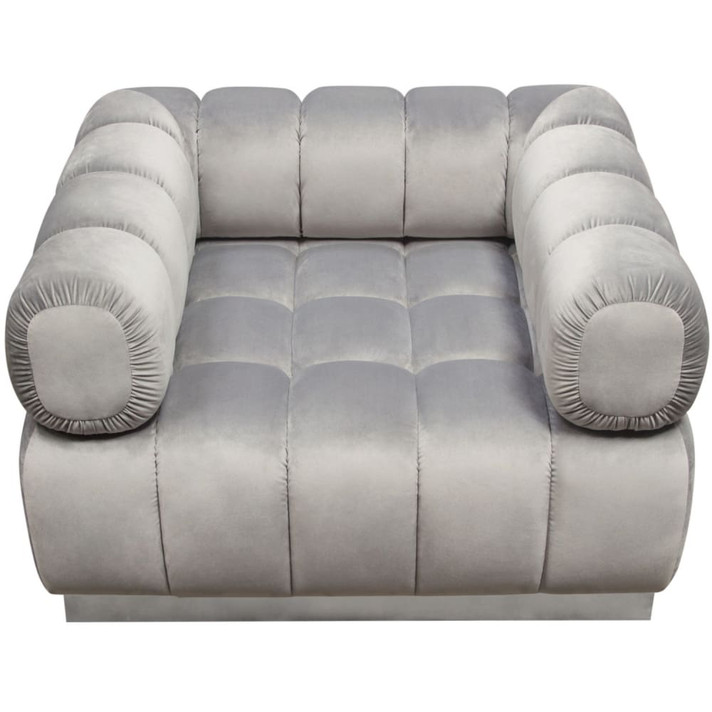 Hermitage Chair, Channel Tufted Platinum Grey Velvet And Silver