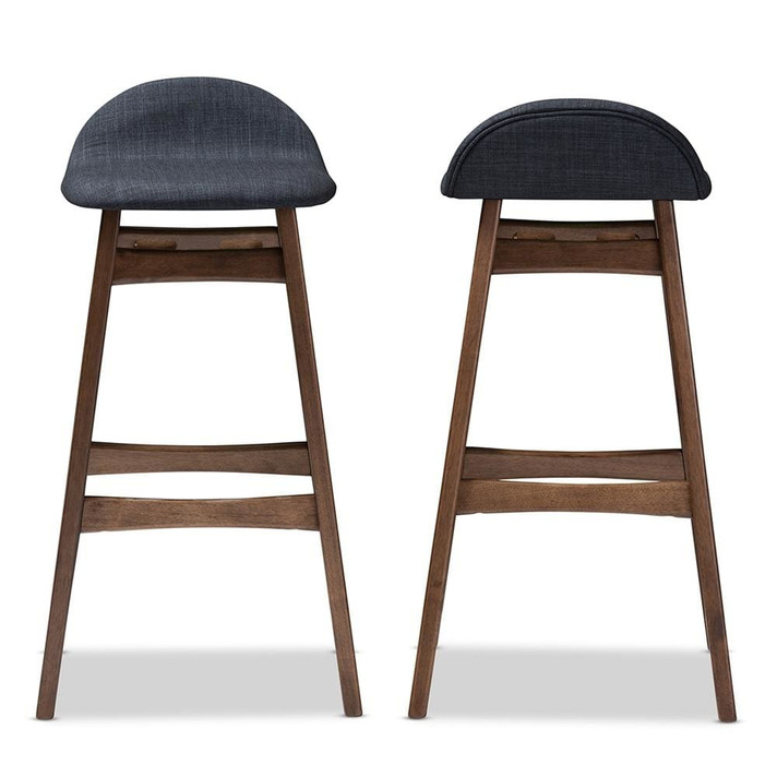 Buch Bar Stool, Blue Fabric, Set of Two