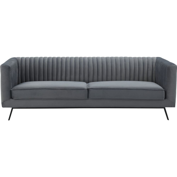 Vanderbilt Sofa in Channel Tufted Charcoal Grey Velvet