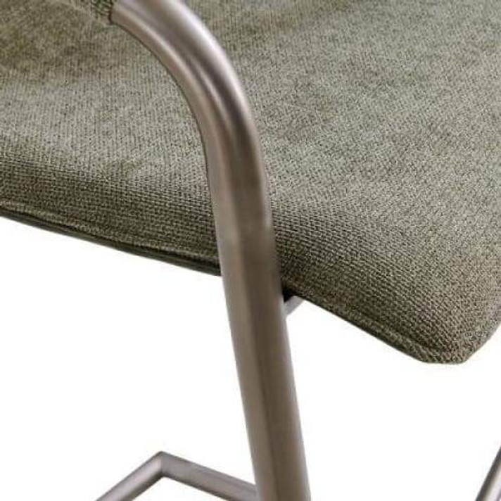 Indy Fabric Bar Stool Silver Frame, Sage Green and Velvet Green, Set of 2