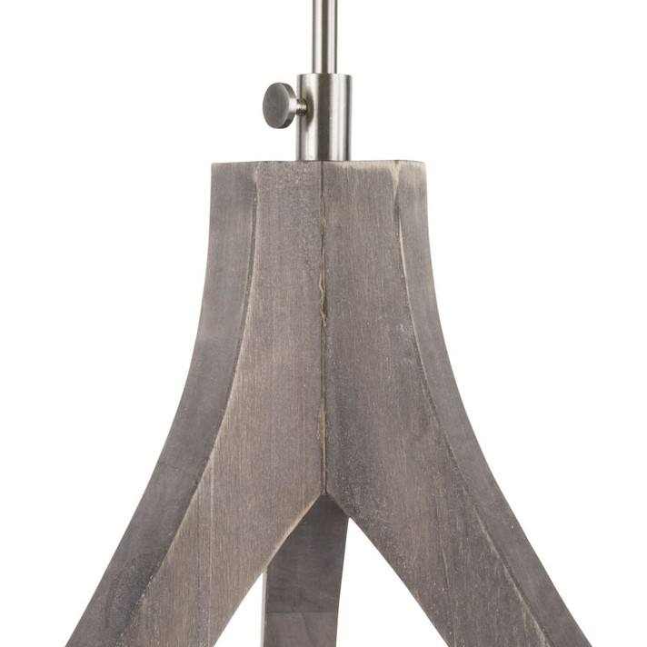 Wishbone Table Lamp Wood, Light Grey Shade