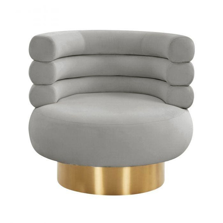 Natasha Grey Velvet Swivel Chair