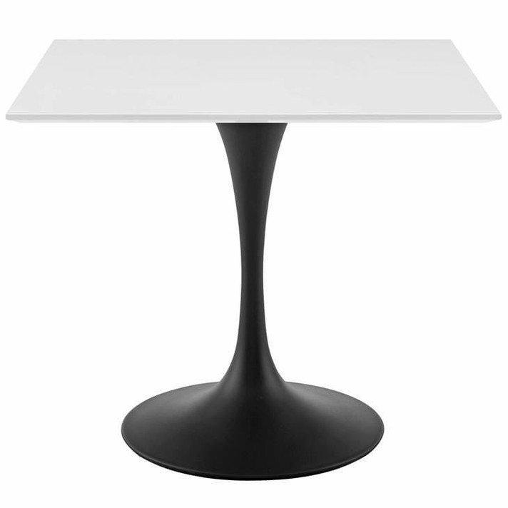 Pedestal Design 36" Square Wood Top Dining Table, Black White