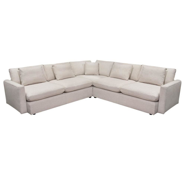 Arcadia 3 Piece Corner Sectional Sofa in Cream Fabric