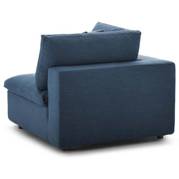 Crux Down Filled Overstuffed 5 Piece Arm Sectional Sofa, Azure