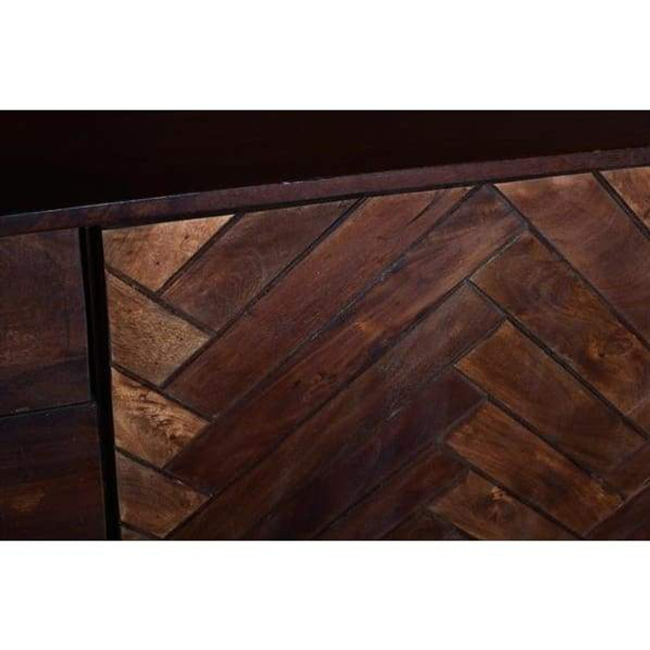 Clementine Herringbone Inlaid Wood Sideboard Cabinet