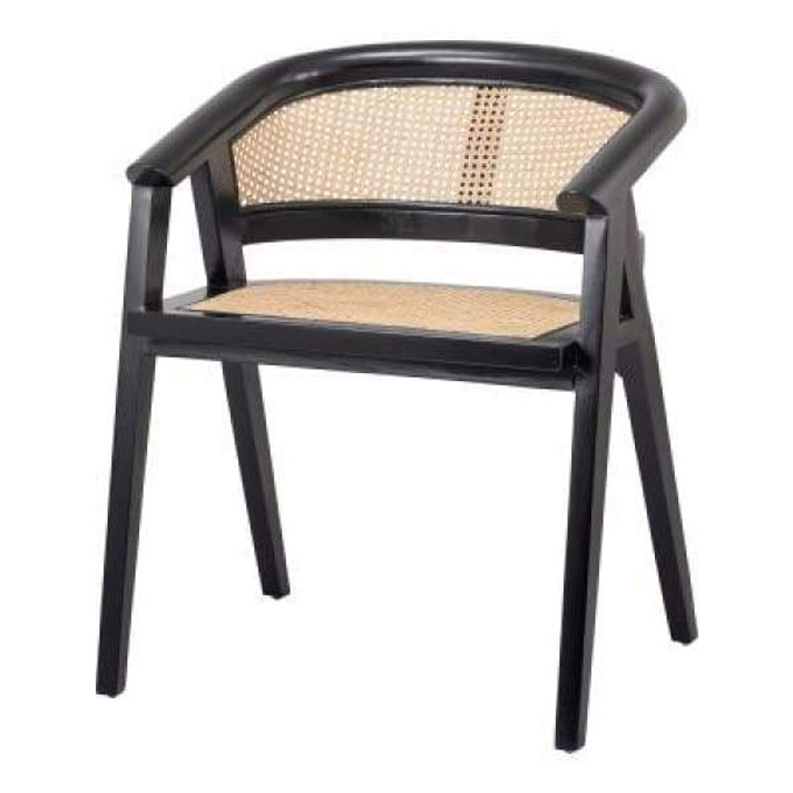 Jeanneret Style Dining Chair, Curved Back, Black