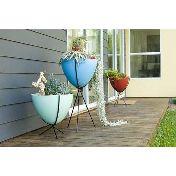 Mid Century Bullet Planter, Turquoise