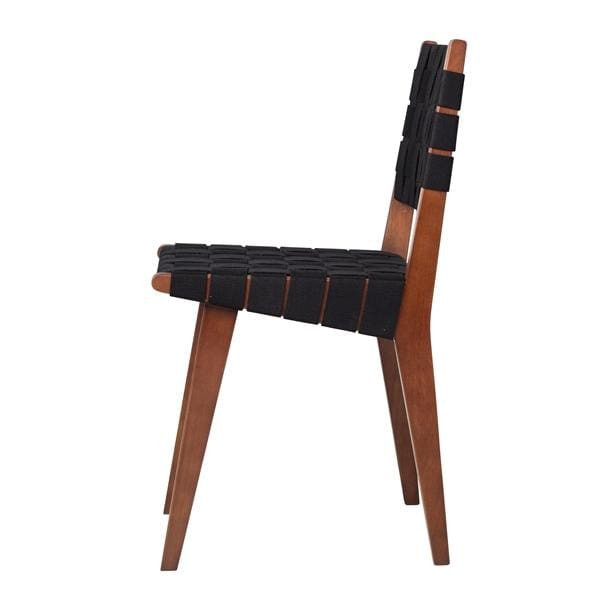 Risom Dining Chair, Black & Walnut