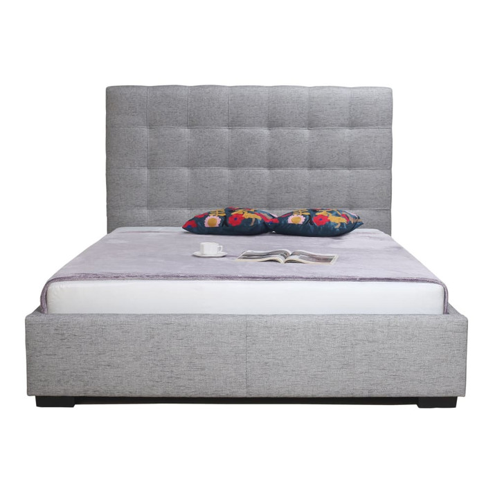 Belle Storage Bed Queen Light Grey Fabric