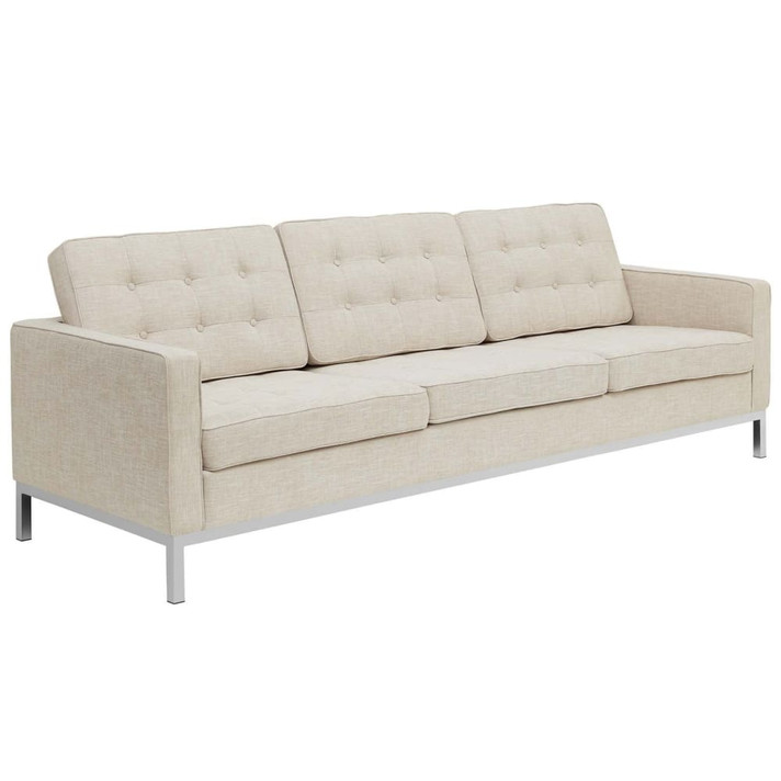 Loft Upholstered Fabric Sofa, Beige Loft Upholstered Fabric Sofa, Beige