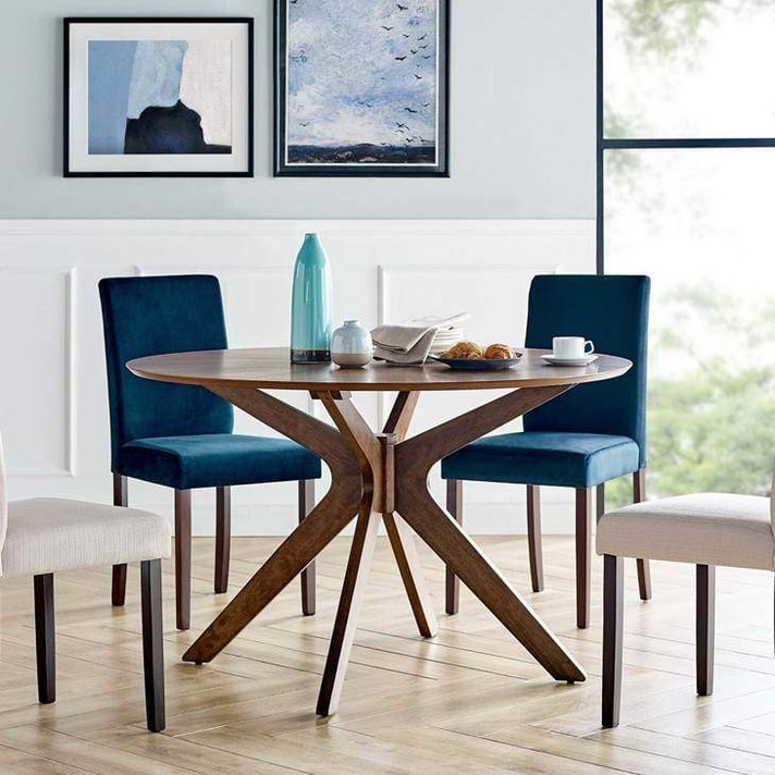 Crosslands 47" Round Wood Dining Table in Walnut