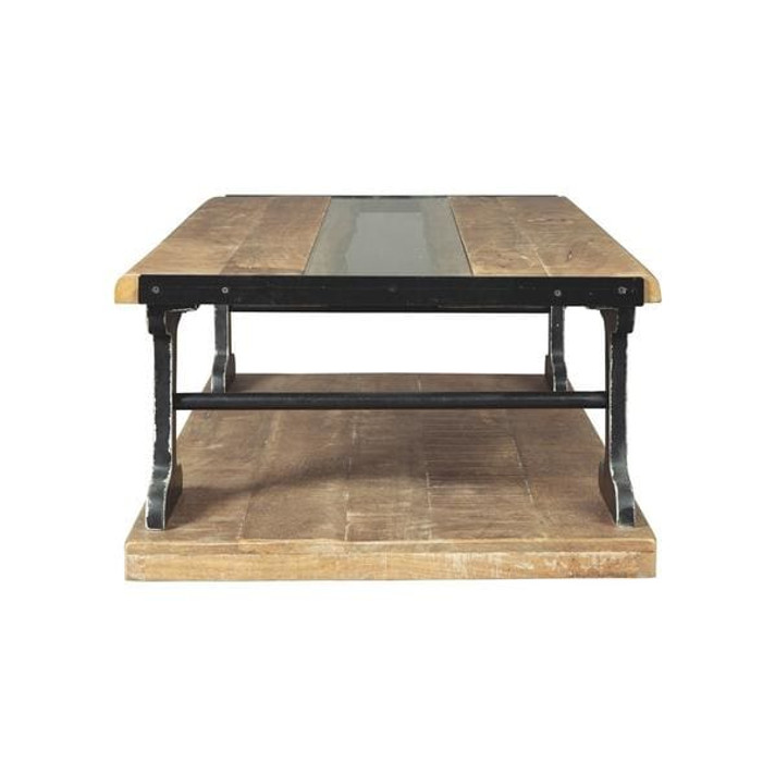 El Paso Live Edge Coffee Table With Glass Insert