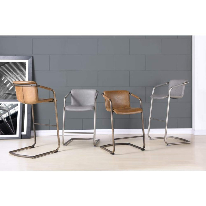 Indy PU Leather Bar Stool-Gray Set of 2