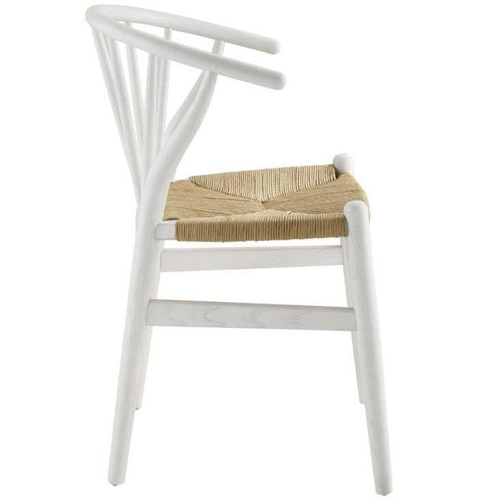 Danish Spindle Wood Dining Side Chair, White Danish Spindle Wood Dining Side Chair, White