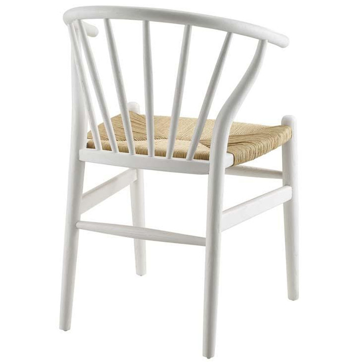 Danish Spindle Wood Dining Side Chair, White Danish Spindle Wood Dining Side Chair, White