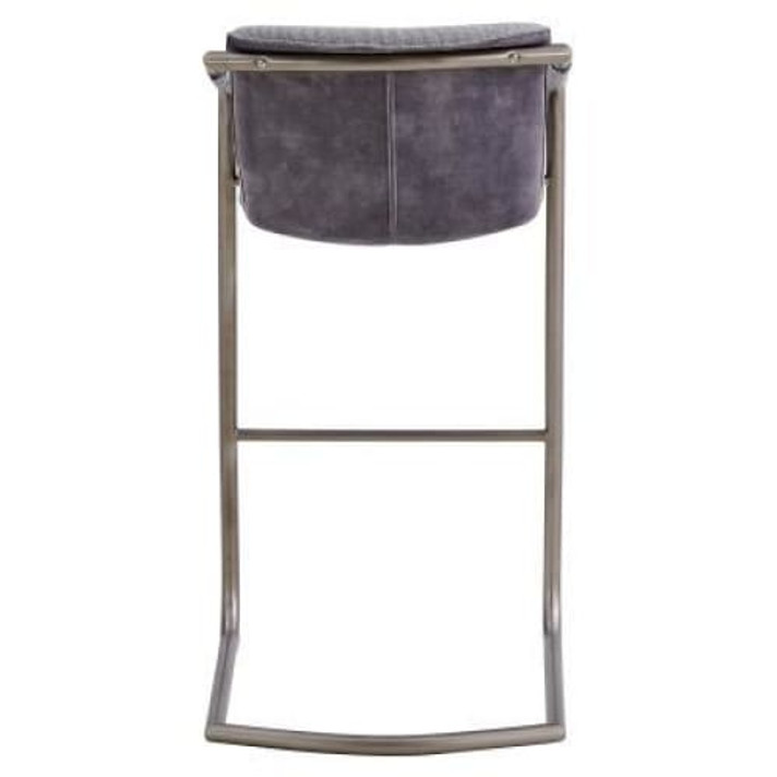 Indy Fabric Bar Stool Silver Frame, Sage Gray and Velvet Gray, Set of 2