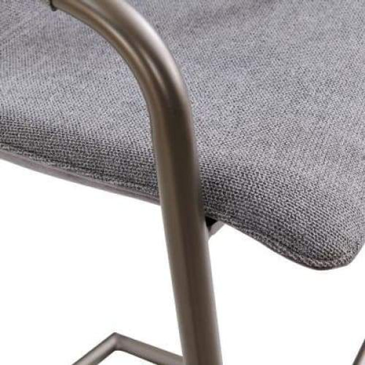 Indy Fabric Bar Stool Silver Frame, Sage Gray and Velvet Gray, Set of 2