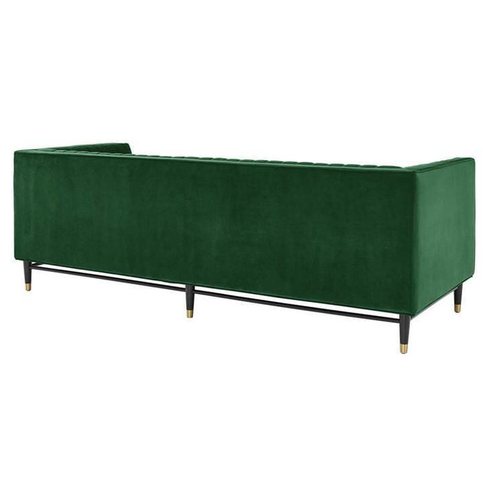 Devotion Channel Tufted Velvet Sofa, Emerald