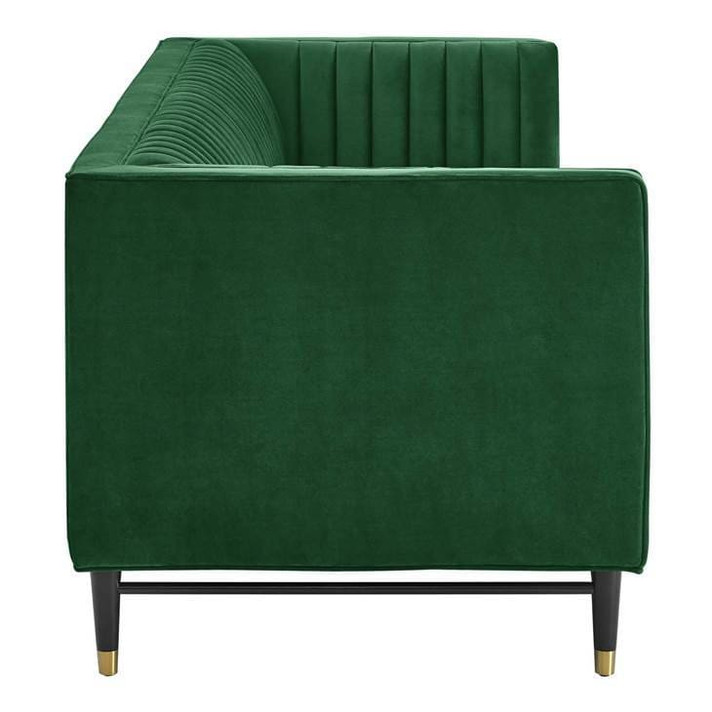 Devotion Channel Tufted Velvet Sofa, Emerald