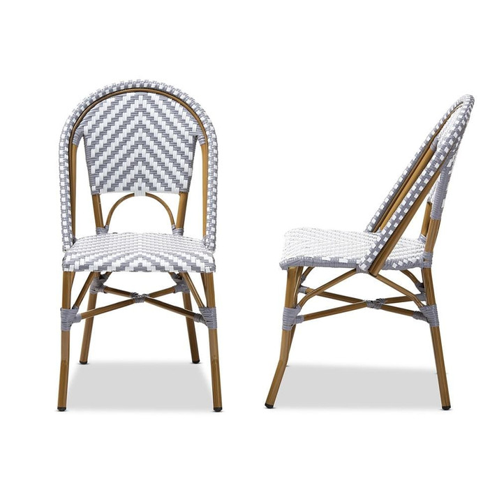 Celeste Classic French Dining Chair, Set of Two, White & Grey
