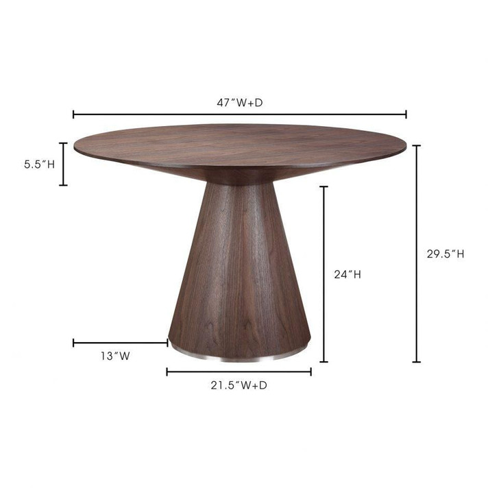 Otago 47" Dining Table Round Walnut