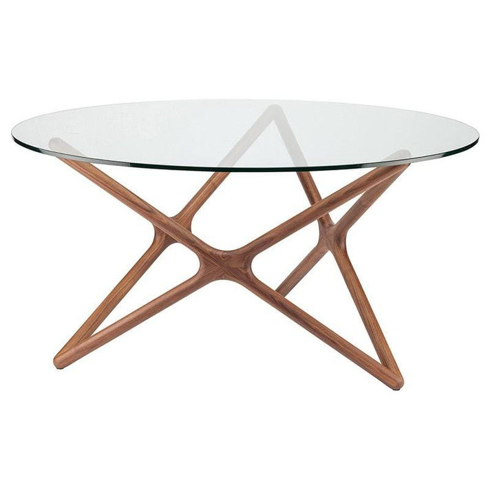 Star 59 Inch Round Dining Table, Walnut