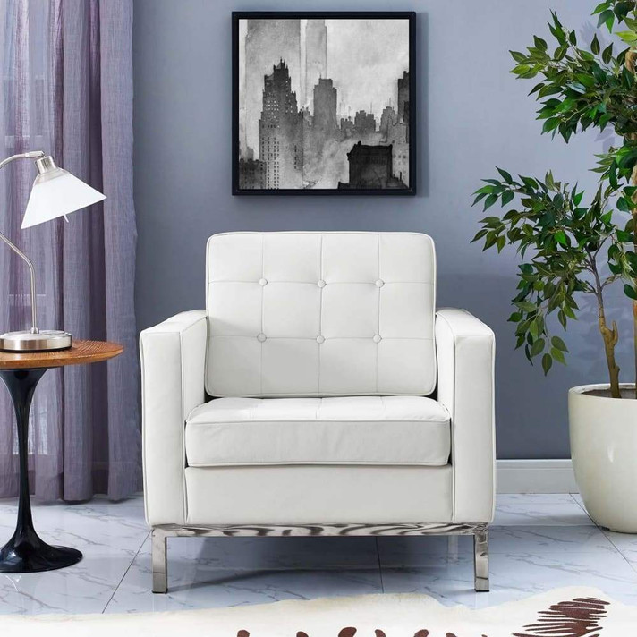 Loft Leather Armchair, White