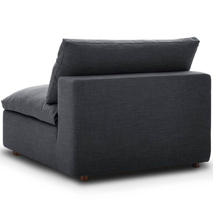 Crux Down Filled Overstuffed Armless Chair, Gray