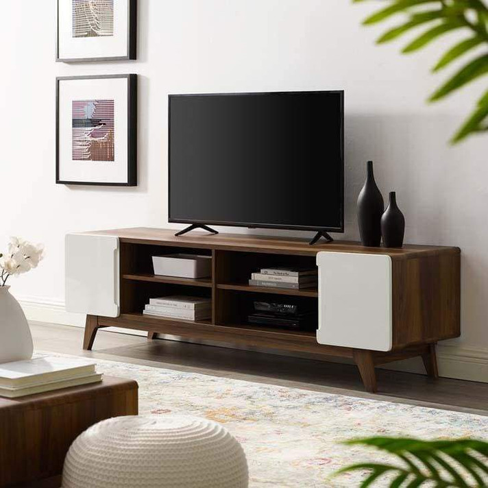 Tread 70" TV Stand Walnut, White